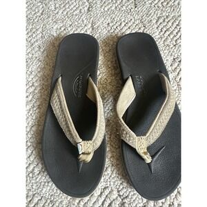 Woman's Brown Leather Size 9 RAINBOW Flip Flops EUC